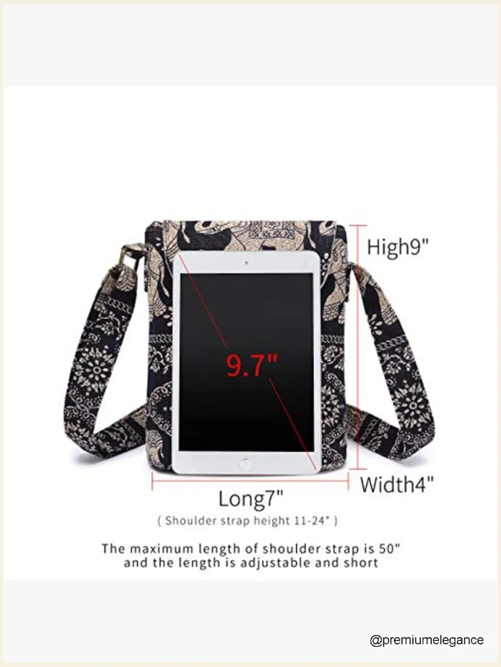 Hobo Shoulder Bag Crossbody Handbag Canvas Floral Print Boho Hippie Retro Purse